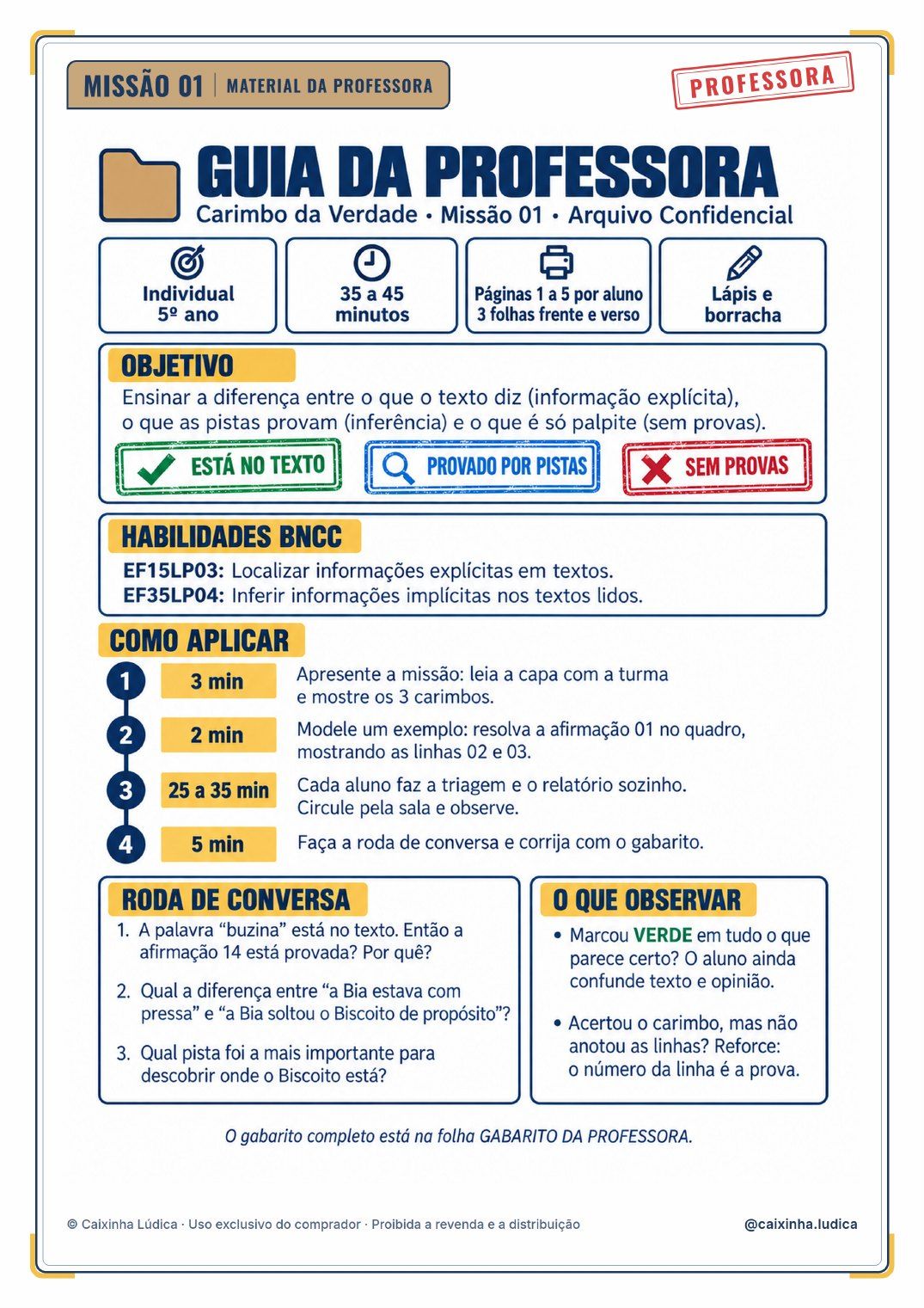 Guia da Professora do caso Carimbo da Verdade